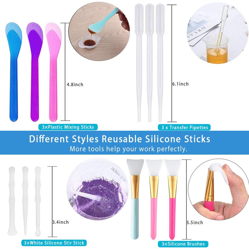 EGOSKY Resin Tools Set 22pcs, A3 Silicone Sheet with 100 ml Measuring Mixing Cups, Brushes Stir Sticks Spoons, Pipette for Epoxy Resin DIY Crafts Painting - Image 4